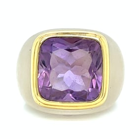 18K Yellow Gold & Crystal Amethyst Ring