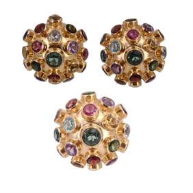 18k yellow Gold Multi Gemstones Sputnik Set