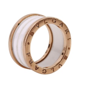 BVLGARI Classic 18K yellow Gold B.ZERO1 Ceramic Ring