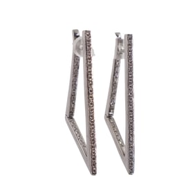 Geometric Inside Out 1.60 Cts Diamonds 18kt Gold Hoop Earrings