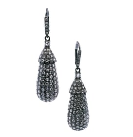 18kt black Rhodium Drop Earrings with 7.05 CTS in Rose cut Diamonds