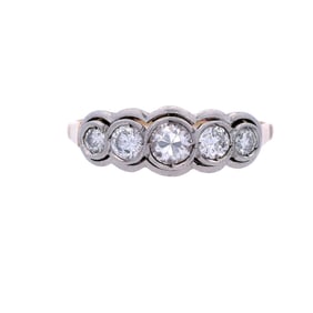 Antique 5 stones Diamonds Ring in 18kt Gold and Platinum