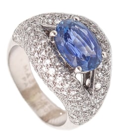 MAUBOUSSIN Paris Cocktail Ring In 18Kt Gold With 6.58 Ctw Sapphire & Diamonds