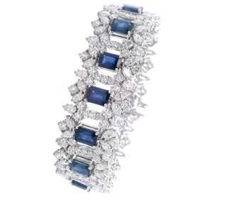 18kt white Gold Bracelet with 41.50 CTW in Blue Sapphires and Diamonds
