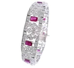 18kt filigree Bracelet with Diamonds and Rubies