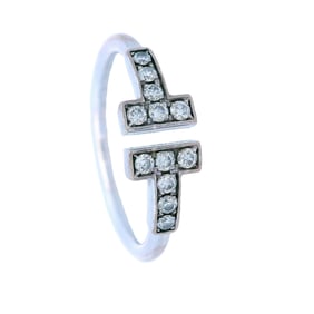 Tiffany & Co. 18k White Gold Diamond T Wire Ring