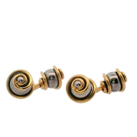 LOUIS VUITTON 18kt yellow Gold and Stainless Steel Cufflinks