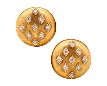 MARIO BUCCELLATI 1965 Round Clips Earrings In 18Kt Yellow Gold With Diamonds