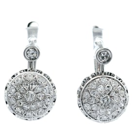 1930 Art Deco 18kt white Gold Drop Earrings with Diamonds