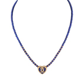 CARTIER PARIS Lapis Lazuli Heart Necklace in 18kt yellow Gold with Box