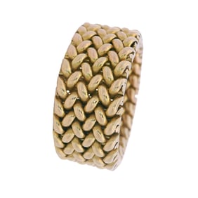 Wide 18kt yellow Gold Mesh flexible Ring