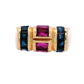 Vintage 18kt yellow Gold with Rubies and Sapphires