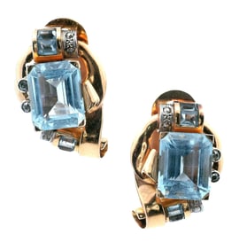 15.68 ctw Aquamarines & Diamonds 18k gold Earrings