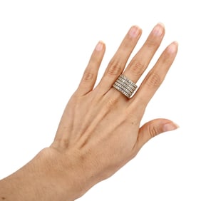 Retro 18kt yellow Gold wide Ring with 2.04 Carats in Diamonds
