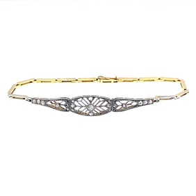 French Art Deco Bracelet in 18k Gold & Platinum with Diamonds