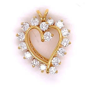 18kt yellow Gold Heart Pendant with 2.25 Cts in Diamonds