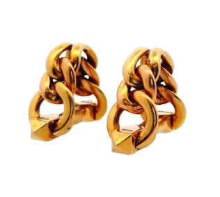 French Rope 18k Gold Stirrup Cufflinks