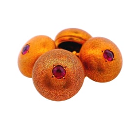 French Art Deco Rubies 18k Gold Doble Cufflinks