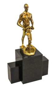 ART-DECO 1930 NYC Allegorical Sculpture of Industry In Gilt Bronze & Black Marble