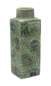 ROYAL COPENHAGEN 1960 Niels Thorson Mid Century Glazed Porcelain Square Vase
