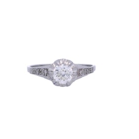 Antique Platinum Engagement Ring with 0.50 Cts Old mine Diamond