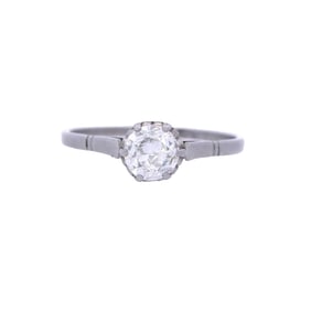 Antique Platinum Engagement Ring with 0.50 Cts Old mine Diamond