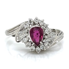 Vintage Platinum Ring with Ruby and Diamonds