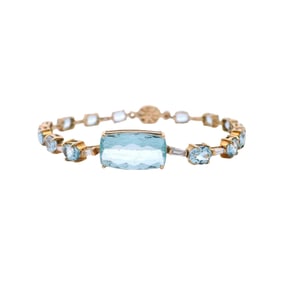 18kt yellow Gold Bracelet with 13.0 CTW in Aquamarines & Diamonds