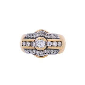 Vintage 18kt yellow Gold Ring with 1.25 Cts in Diamonds