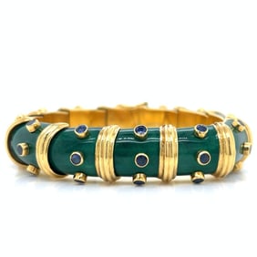 18kt yellow Gold Enamel Bracelet with blue Sapphires
