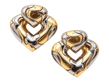 MARINA B. Italy Extra Large Clips-On Earrings In Two Tones 18Kt Gold