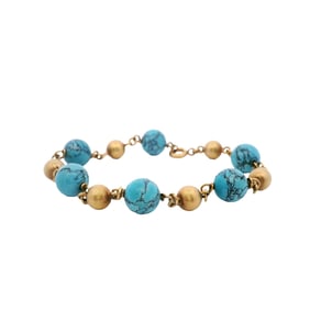 Turquoises 18kt yellow Gold Beaded Bracelet