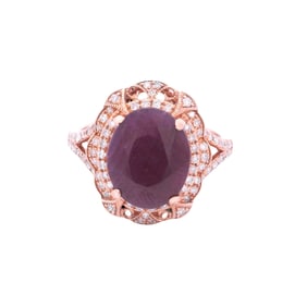EFFY Contemporary 14kt Rose Gold Cocktail Ring with Ruby and Diamonds