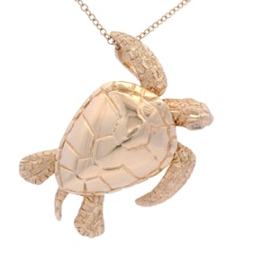 Articulated 14kt yellow Gold Turtle Pendant with Diamonds