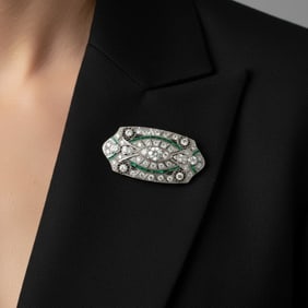 Art Deco Platinum Diamond Brooch/Pendant