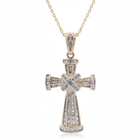10kt yellow Gold Cross Pendant with in 4.00 CTW in Diamonds