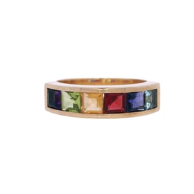 18kt yellow Gold Ring with natural Multi Gemstones Stones