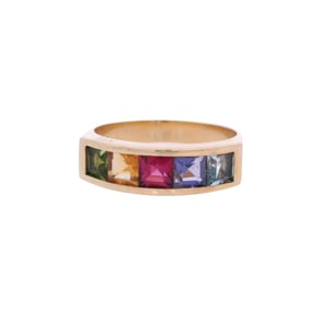 18kt yellow Gold Ring with natural Multi Gemstones Stones