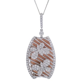 18kt Rose & White Gold Butterflies Pendant Necklace with Diamonds