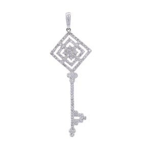 14kt white Gold Key Pendant with Diamonds