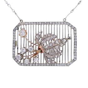 Art Deco Platinum & 18kt Gold Necklace with 3.00 Cts in Diamonds