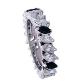 Platinum Marquise Diamonds and Sapphires Eternity Band Ring