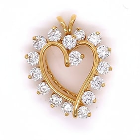 18kt yellow Gold Heart Pendant with Diamonds