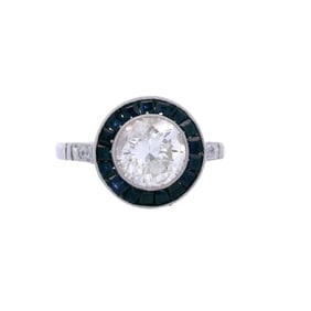 Platinum Target Ring with 1.26 Cts Diamonds and Sapphires