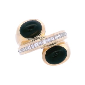 14kt yellow Gold Ring with Onyx and Diamonds
