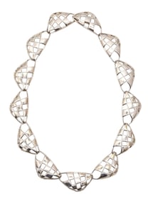 ANGELA CUMMINGS 1987 Studio Geometric Sculptural Necklace In .925 Sterling Silver