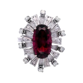 14kt white Gold Cocktail Ring with 3.30 CTW in Rubellite and Diamonds