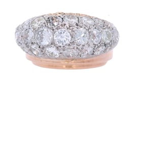 Art Deco Retro 18kt Gold & Platinum Dome Ring with 1.65 Cts in Diamonds