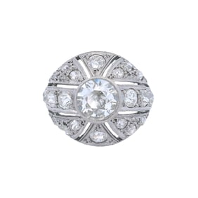 Art Deco Platinum filigree Ring with 2.70 Ctw in Diamonds
