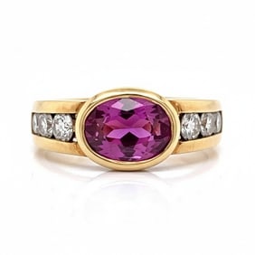 18K Yellow Gold Ruby & Diamond Ring